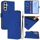 For Samsung Galaxy A25 5G Global Skin Feel Solid Color Leather Phone Case with Lanyard(Dark Blue) - 1