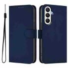 For Samsung Galaxy A25 5G Global Skin Feel Solid Color Leather Phone Case with Lanyard(Navy Blue) - 2