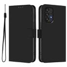 For Samsung Galaxy A33 5G Skin Feel Solid Color Leather Phone Case with Lanyard(Black) - 2