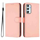 For Samsung Galaxy A34 5G Skin Feel Solid Color Leather Phone Case with Lanyard(Pink) - 2