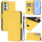 For Samsung Galaxy A34 5G Skin Feel Solid Color Leather Phone Case with Lanyard(Lemon Yellow) - 1