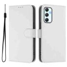 For Samsung Galaxy A34 5G Skin Feel Solid Color Leather Phone Case with Lanyard(White) - 2