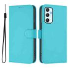 For Samsung Galaxy A34 5G Skin Feel Solid Color Leather Phone Case with Lanyard(Lake Blue) - 2