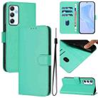 For Samsung Galaxy A35 5G Skin Feel Solid Color Leather Phone Case with Lanyard(Green) - 1