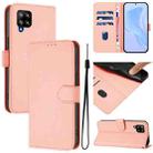 For Samsung Galaxy A42 5G / M42 5G Skin Feel Solid Color Leather Phone Case with Lanyard(Pink) - 1