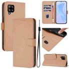 For Samsung Galaxy A42 5G / M42 5G Skin Feel Solid Color Leather Phone Case with Lanyard(Nude) - 1