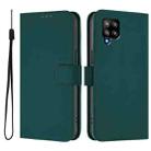 For Samsung Galaxy A42 5G / M42 5G Skin Feel Solid Color Leather Phone Case with Lanyard(Dark Green) - 2