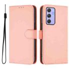 For Samsung Galaxy A54  5G Skin Feel Solid Color Leather Phone Case with Lanyard(Pink) - 2