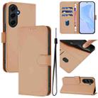 For Samsung Galaxy A55 5G Skin Feel Solid Color Leather Phone Case with Lanyard(Nude) - 1