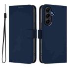 For Samsung Galaxy A55 5G Skin Feel Solid Color Leather Phone Case with Lanyard(Navy Blue) - 2