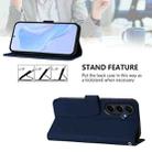 For Samsung Galaxy A55 5G Skin Feel Solid Color Leather Phone Case with Lanyard(Navy Blue) - 3
