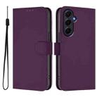 For Samsung Galaxy A55 5G Skin Feel Solid Color Leather Phone Case with Lanyard(Violet) - 2