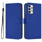 For Samsung Galaxy A72 5G / 4G Skin Feel Solid Color Leather Phone Case with Lanyard(Dark Blue) - 2