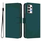 For Samsung Galaxy A73 5G Skin Feel Solid Color Leather Phone Case with Lanyard(Dark Green) - 2