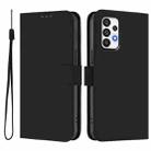 For Samsung Galaxy A73 5G Skin Feel Solid Color Leather Phone Case with Lanyard(Black) - 2