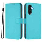 For Samsung Galaxy A36 5G Skin Feel Solid Color Leather Phone Case with Lanyard(Lake Blue) - 2