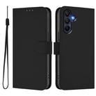 For Samsung Galaxy A26 5G Skin Feel Solid Color Leather Phone Case with Lanyard(Black) - 2