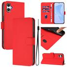 For Samsung Galaxy A06 4G / A06 5G Skin Feel Solid Color Leather Phone Case with Lanyard(Red) - 1