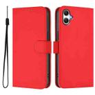 For Samsung Galaxy A07 4G Skin Feel Solid Color Leather Phone Case with Lanyard(Red) - 2