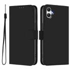 For Samsung Galaxy A07 4G Skin Feel Solid Color Leather Phone Case with Lanyard(Black) - 2