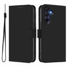 For Samsung Galaxy A17 5G Skin Feel Solid Color Leather Phone Case with Lanyard(Black) - 2