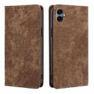 For Samsung Galaxy A06 RFID Anti-theft Brush Magnetic Leather Phone Case(Brown) - 1