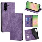 For Samsung Galaxy A56 5G RFID Anti-theft Brush Magnetic Leather Phone Case(Purple) - 1