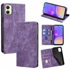 For Samsung Galaxy A05 4G RFID Anti-theft Brush Magnetic Leather Phone Case(Purple) - 1