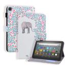For Amazon Fire HD 8 Horizontal Flip Leather Case, with  Card Slots & Holder & Photo Frame(Elephant Flower) - 1
