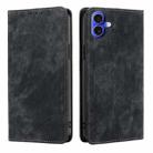 For iPhone 16 RFID Anti-theft Brush Magnetic Leather Phone Case(Black) - 1