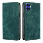 For iPhone 16 RFID Anti-theft Brush Magnetic Leather Phone Case(Green) - 1