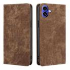 For iPhone 16 Plus RFID Anti-theft Brush Magnetic Leather Phone Case(Brown) - 1