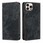 For iPhone 16 Pro RFID Anti-theft Brush Magnetic Leather Phone Case(Black) - 1