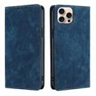 For iPhone 16 Pro RFID Anti-theft Brush Magnetic Leather Phone Case(Blue) - 1