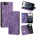For iPhone 16e RFID Anti-theft Brush Magnetic Leather Phone Case(Purple) - 1