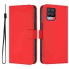 For Realme 8 4G / 8 Pro 4G Skin Feel Solid Color Leather Phone Case with Lanyard(Red) - 2