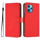 For Realme 9 Pro+ 5G / 9 4G Global Skin Feel Solid Color Leather Phone Case with Lanyard(Red) - 2