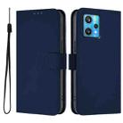 For Realme 9 Pro+ 5G / 9 4G Global Skin Feel Solid Color Leather Phone Case with Lanyard(Navy Blue) - 2