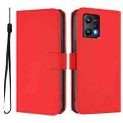 For Realme 9 Pro 5G Global Skin Feel Solid Color Leather Phone Case with Lanyard(Red) - 2