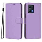 For Realme 9 Pro 5G Global Skin Feel Solid Color Leather Phone Case with Lanyard(Lavender Purple) - 2