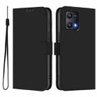 For Realme 9 Pro 5G Global Skin Feel Solid Color Leather Phone Case with Lanyard(Black) - 2