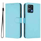 For Realme 9 Pro 5G Global Skin Feel Solid Color Leather Phone Case with Lanyard(Sky Blue) - 2