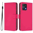 For Realme 9 Pro 5G Global Skin Feel Solid Color Leather Phone Case with Lanyard(Rose Red) - 2