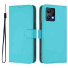 For Realme 9 Pro 5G Global Skin Feel Solid Color Leather Phone Case with Lanyard(Lake Blue) - 2