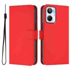 For Realme 10 4G Global Skin Feel Solid Color Leather Phone Case with Lanyard(Red) - 2