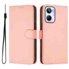 For Realme 10 4G Global Skin Feel Solid Color Leather Phone Case with Lanyard(Pink) - 2