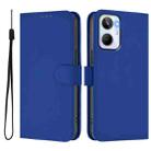 For Realme 10 4G Global Skin Feel Solid Color Leather Phone Case with Lanyard(Dark Blue) - 2