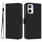 For Realme 10 4G Global Skin Feel Solid Color Leather Phone Case with Lanyard(Black) - 2