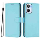 For Realme 10 4G Global Skin Feel Solid Color Leather Phone Case with Lanyard(Sky Blue) - 2
