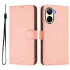 For Realme 10 Pro 5G Skin Feel Solid Color Leather Phone Case with Lanyard(Pink) - 2